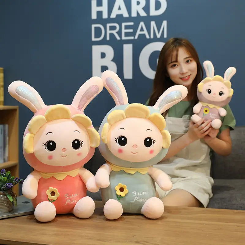 DOLL SUNFLOWER Stuff Toy | Creative Rabbit Doll Plush Toy - 25CM