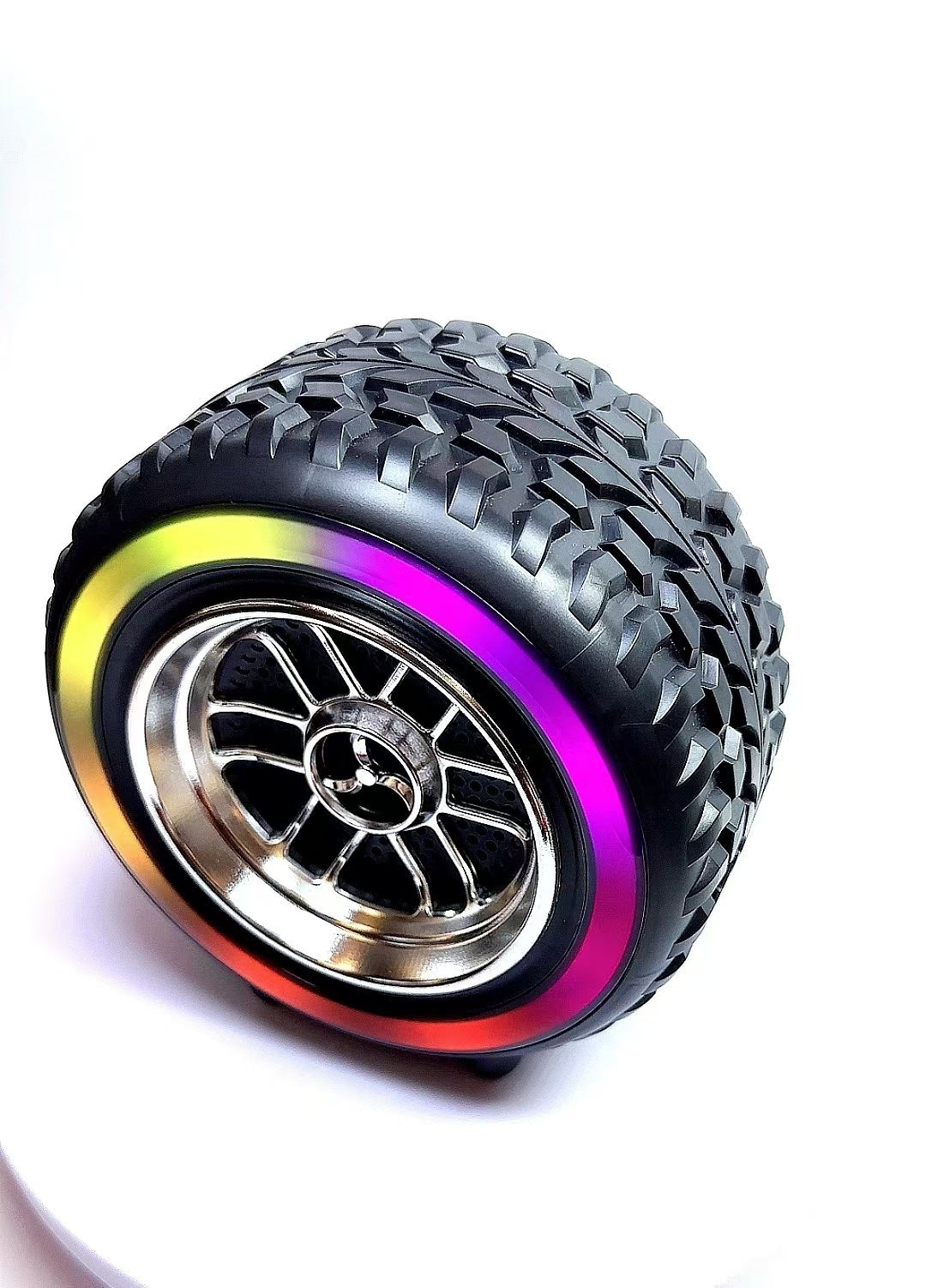 X-502 RGB Wheel-Shaped Wireless Speaker with Subwoofer Portable USB/BT Card Playback for