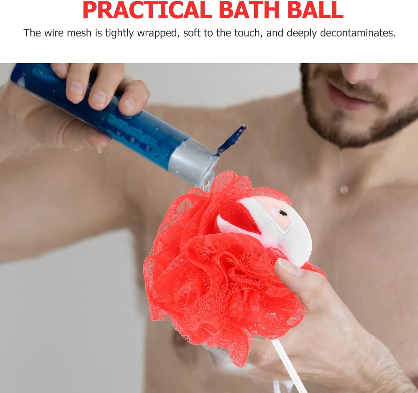Kids Bath Sponge Ball - Bath Loofah Mesh Pouf Shower Exfoliator Scrubber