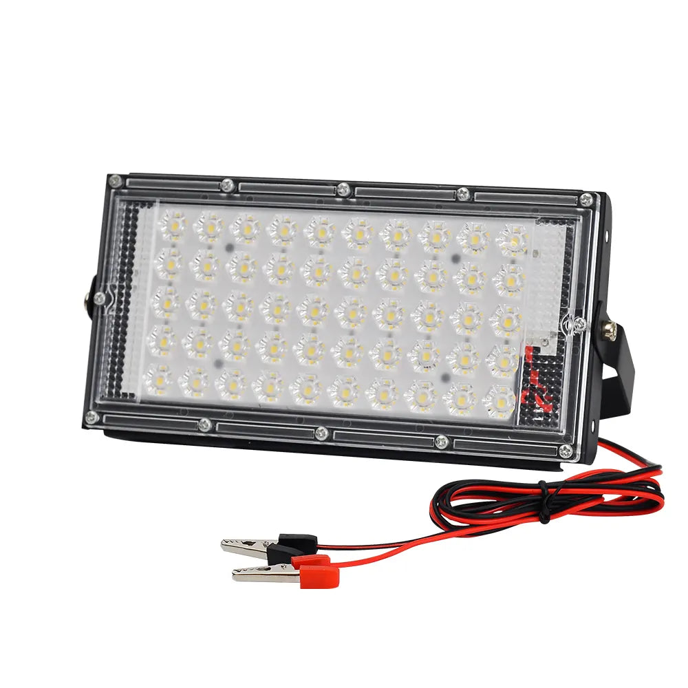 50 Watts LED Outdoor Flood Light Electric Clip DC 12V Battery