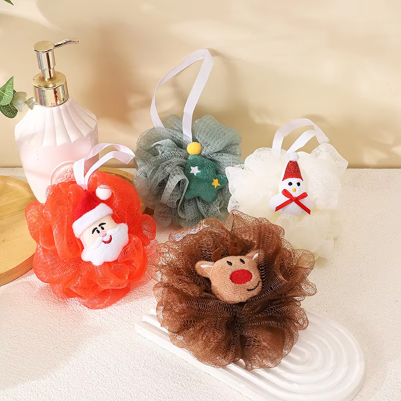 Kids Bath Sponge Ball - Bath Loofah Mesh Pouf Shower Exfoliator Scrubber
