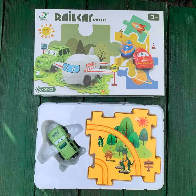 Puzzle Track Car Play Set / DIY Building Block Train Rail Car