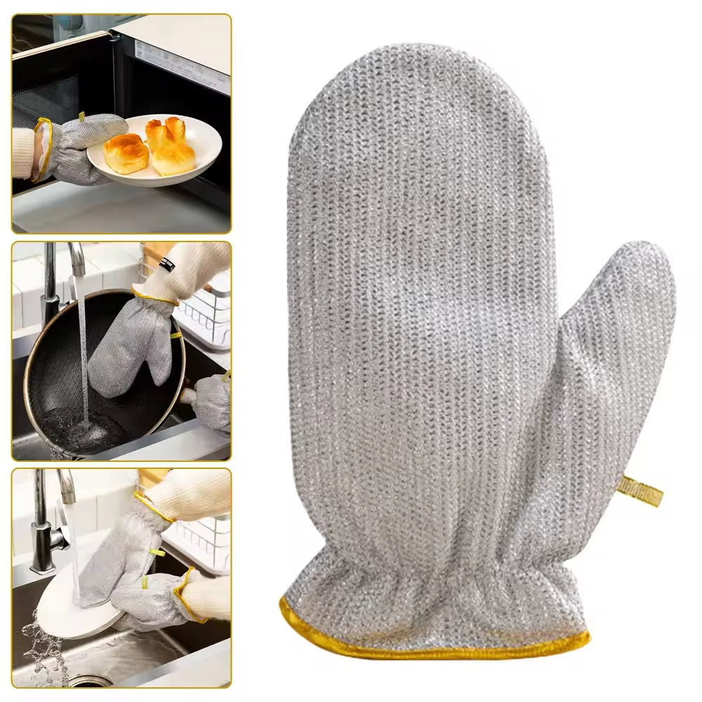 Multipurpose Wire Dishwashing Gloves | Dishwashing Rags for Wet and Dry, Steel