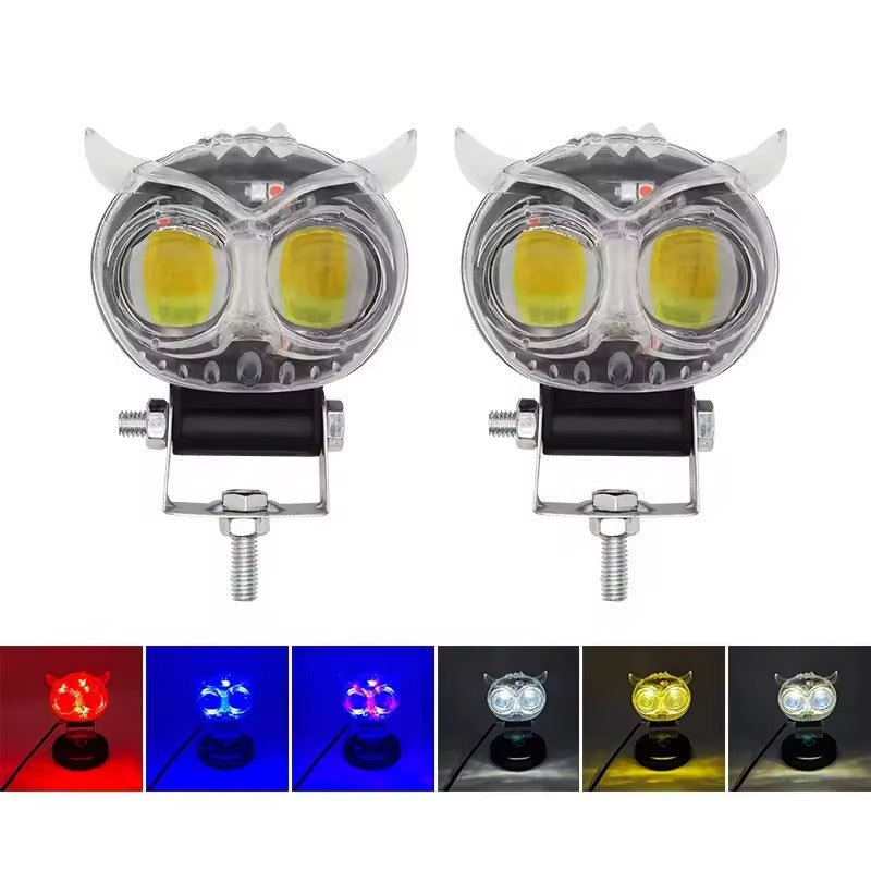 PACK OF 2 Owl Shape Crystal Multi Color Drl Led Fog Light