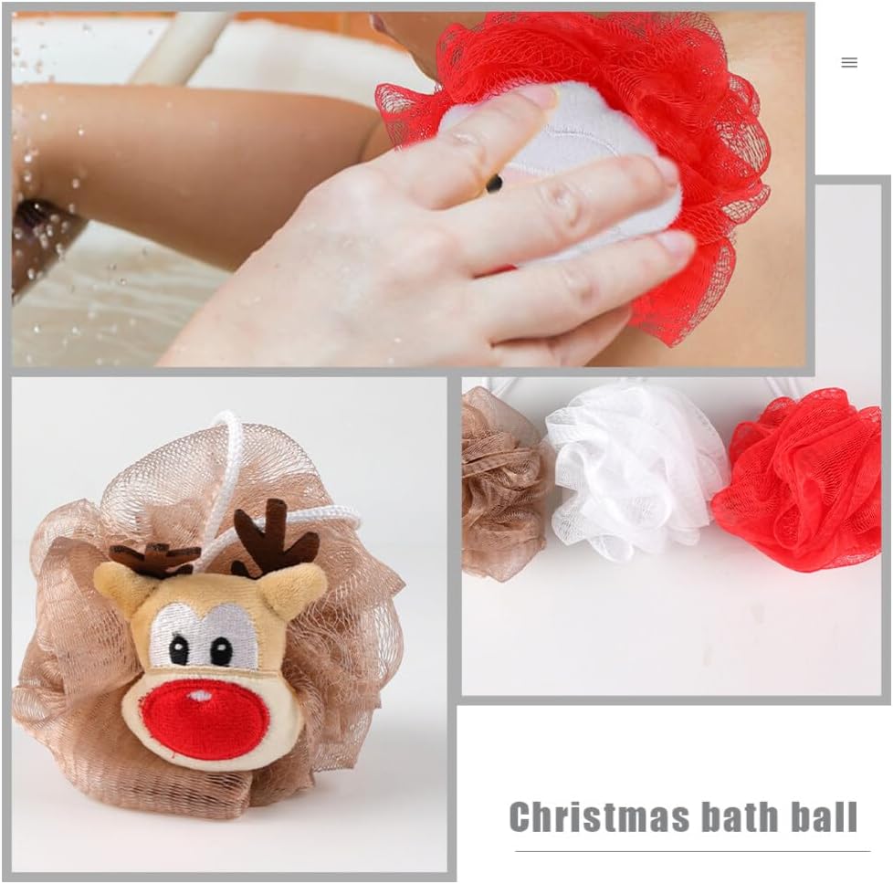 Kids Bath Sponge Ball - Bath Loofah Mesh Pouf Shower Exfoliator Scrubber