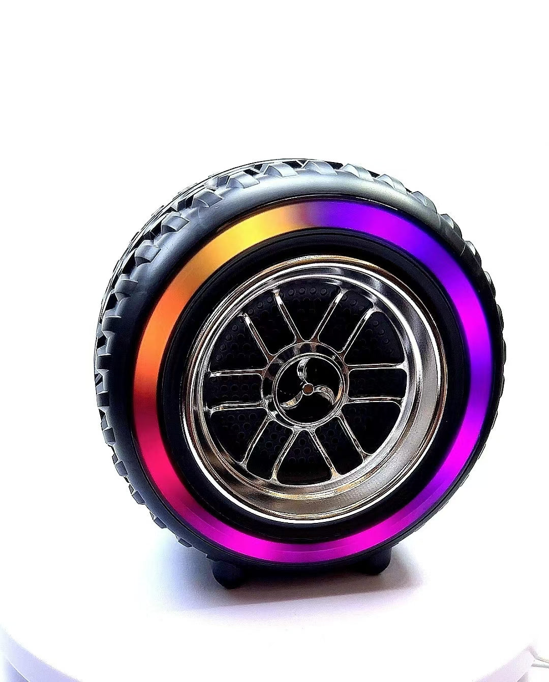 X-502 RGB Wheel-Shaped Wireless Speaker with Subwoofer Portable USB/BT Card Playback for