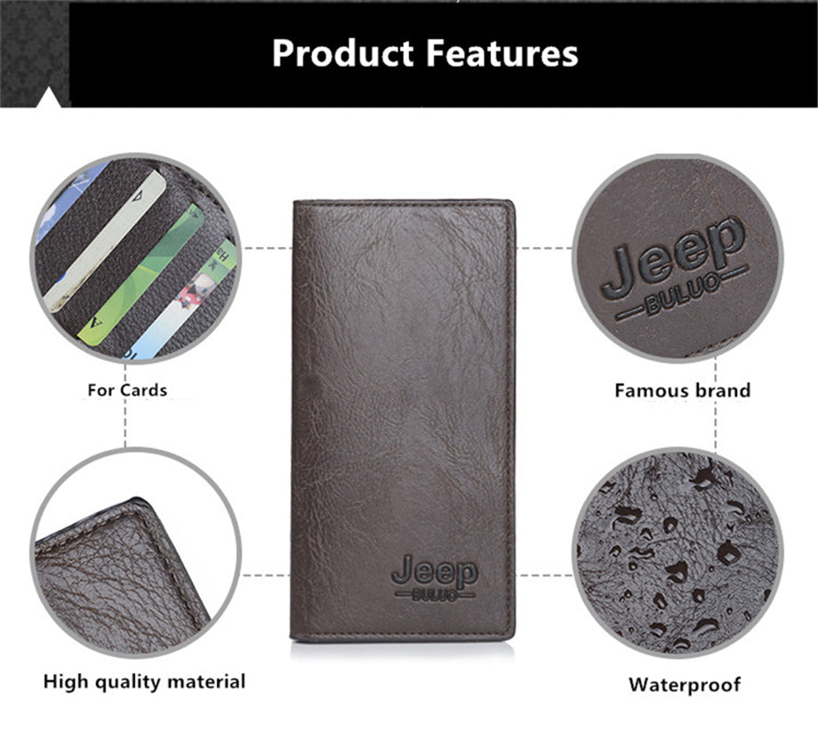 JEEP BULUO Brand Wallet Clutch Carteira Masculina Men Leather Men Wallets Business