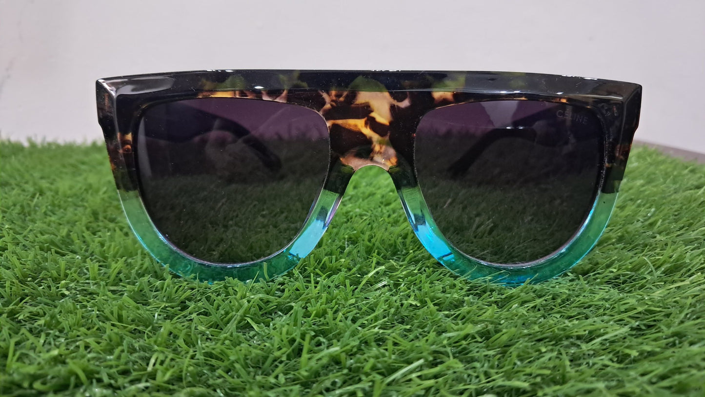 Gradient Oversized Square Sunglasses Tortoiseshell & Aqua Blue