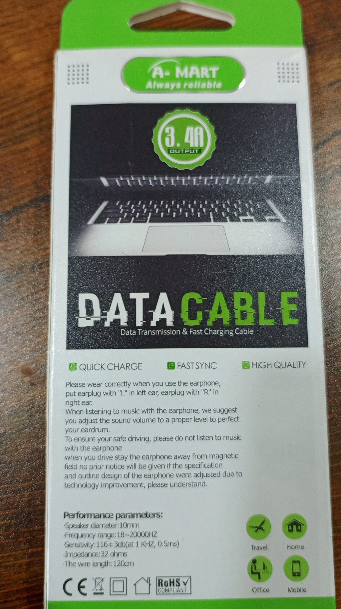 C TYPE DATA CABLE 3.4A OUTPUT ,data transmission and fast charging cable