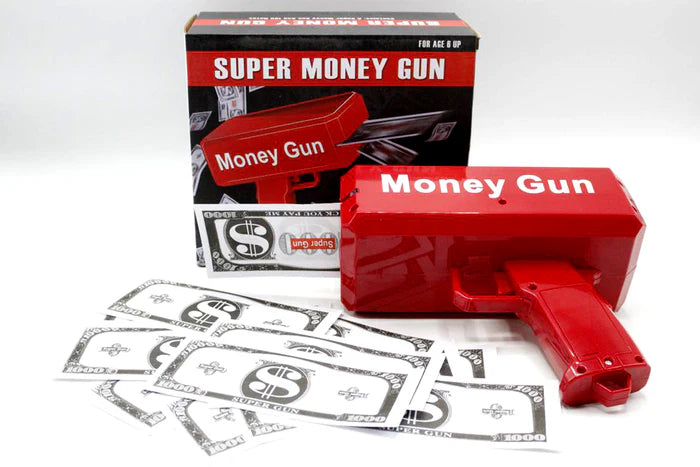 Rain Money Gun_ Paper Playing Spray Money Toy Gun_, Prop Money Gun(red