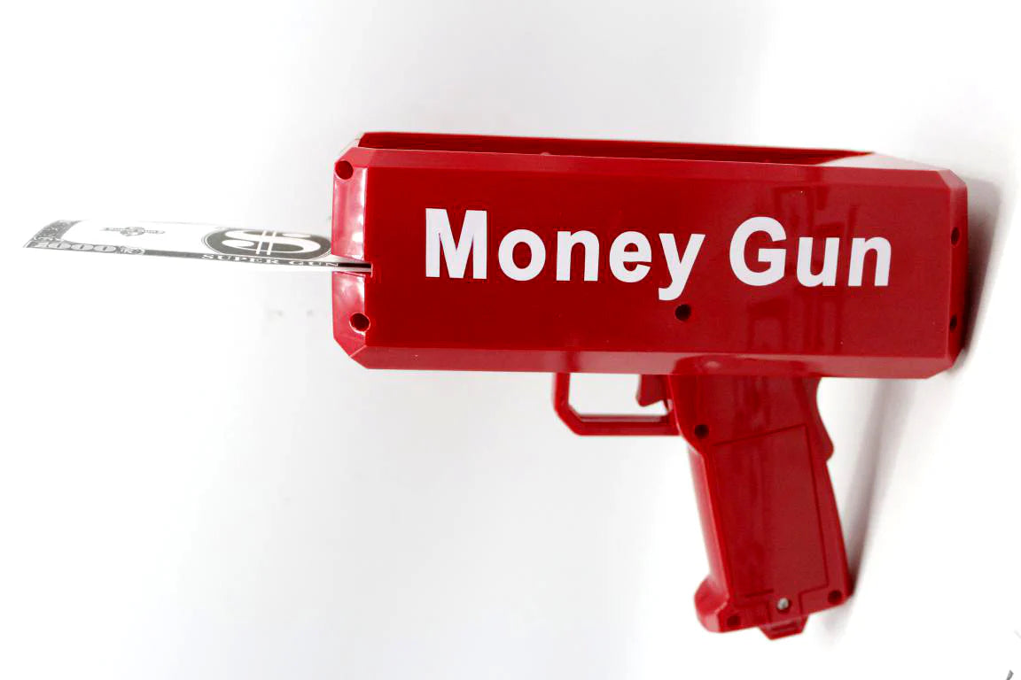 Rain Money Gun_ Paper Playing Spray Money Toy Gun_, Prop Money Gun(red