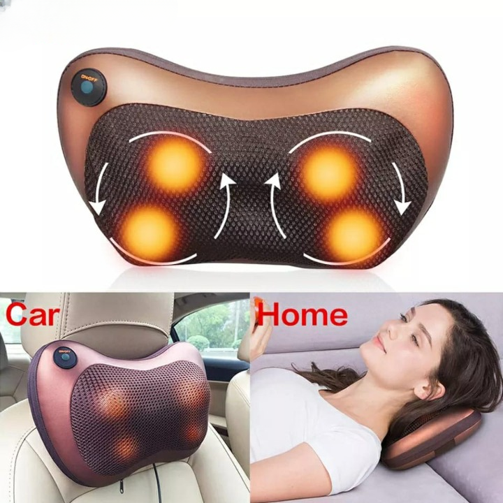 Car Head Massage Pillow Relax Vibrator Electric Shoulder Back Heating Kneading Infrared