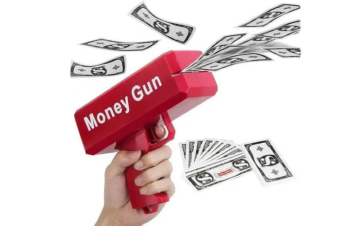 Rain Money Gun_ Paper Playing Spray Money Toy Gun_, Prop Money Gun(red