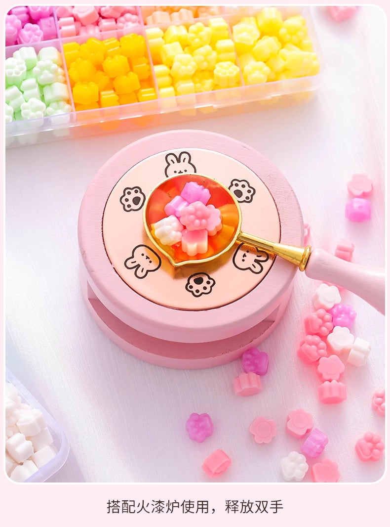 Wax Set With 3 Different Brass Stamps With Holder - Spoon -