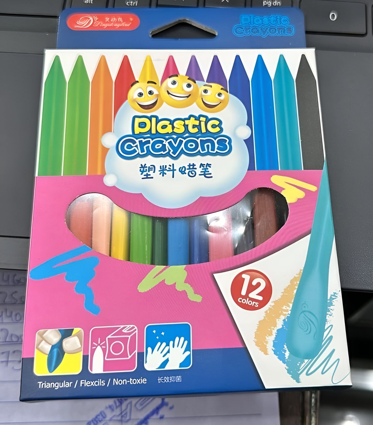 Children Pack of 12 Plastic Crayons, 12 Vibrant Crayons Colors, Caryon Pencils