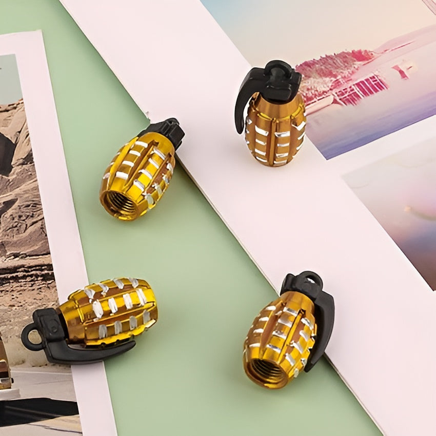 Pack of 2 - Grenade Tyre Air Valve Nozzle Caps for Car