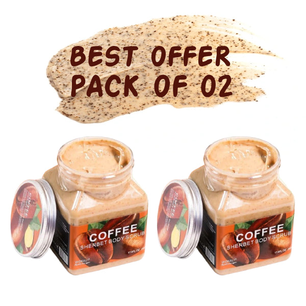 Pack Of 02 | WOKALI Coffee Sherbet Body Scrub 350ml-WKL692 - Exfoliating