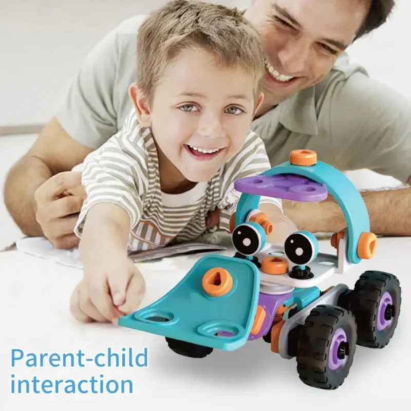 DIY Soft Rubber Building Puzzle Truck Toy Set for Kids Creative