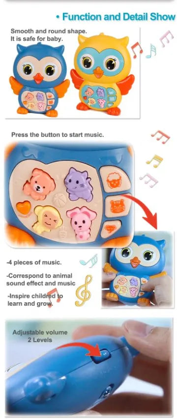 Multi-Functional Owl Piano Toy with Lights, Sounds, and Various Modes - A