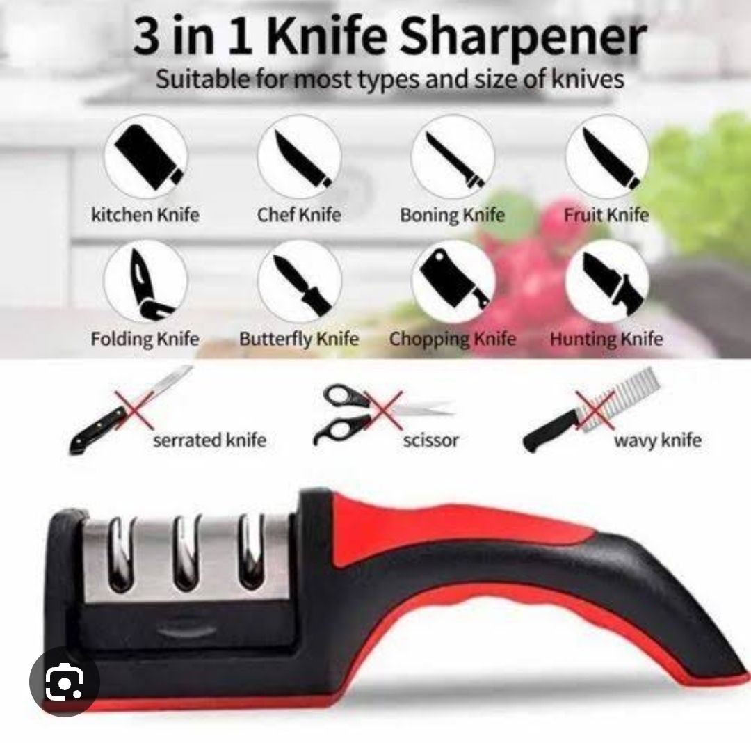 3 in 1 Manual Knife Sharpening Kitchen Accessories Manual Stainless Steel 3
