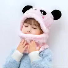 Kids Winter Panda Cap Wool Cap With Neck Warmer Attached. KIDS