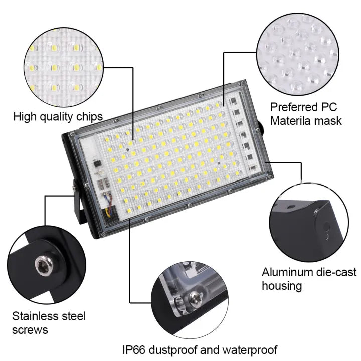 50W Led Flood Light IP65 Waterproof Outdoor Garden Yard Floodlight Spotlight -