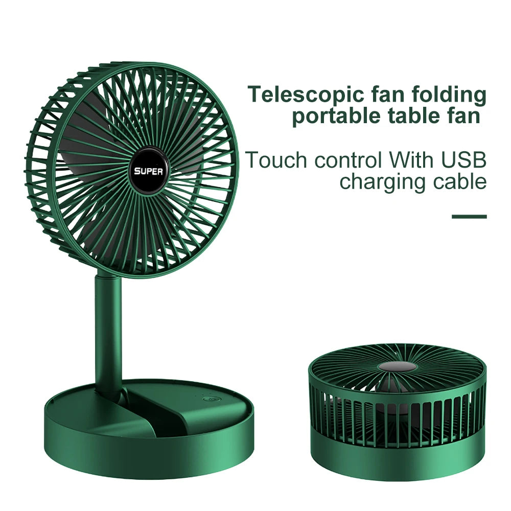 Rechargeable - Portable Telescopic Folding Fan Table Desk Fan | 3 Speeds