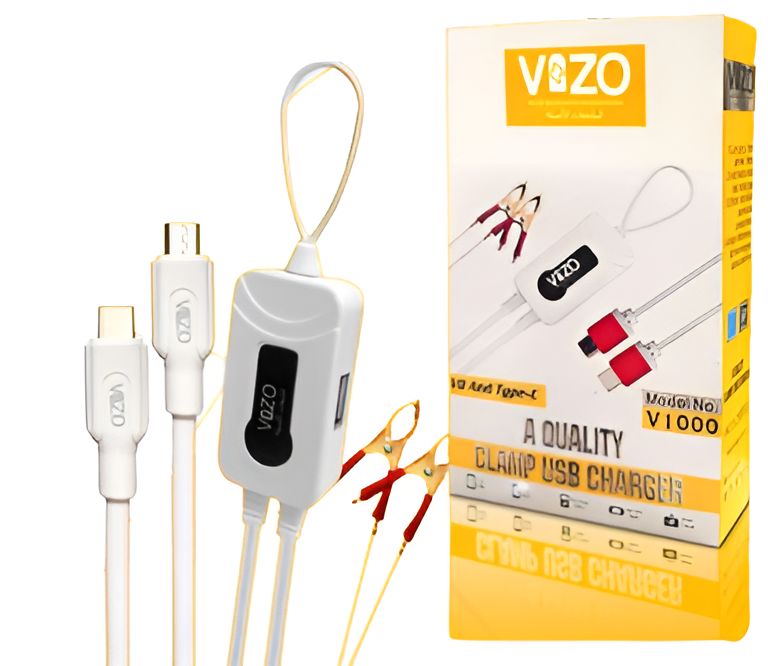 4 in-1 Charger V1000 CLAMP USB Charger | Data Charging Cable for