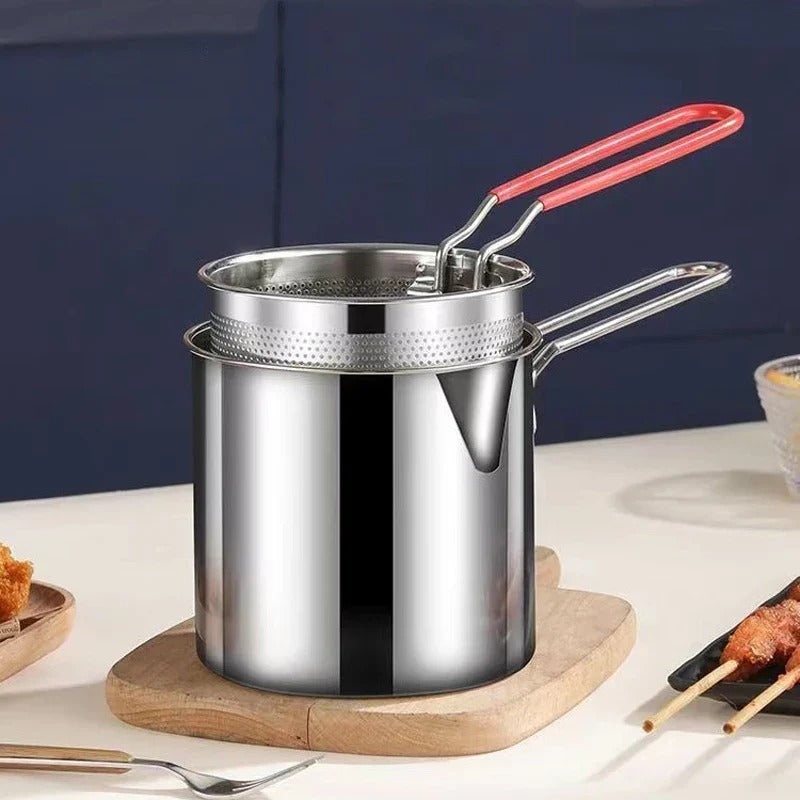 Stainless Steel Deep Fryer Frying Pot With Strainer 12ML Capacity | Basket