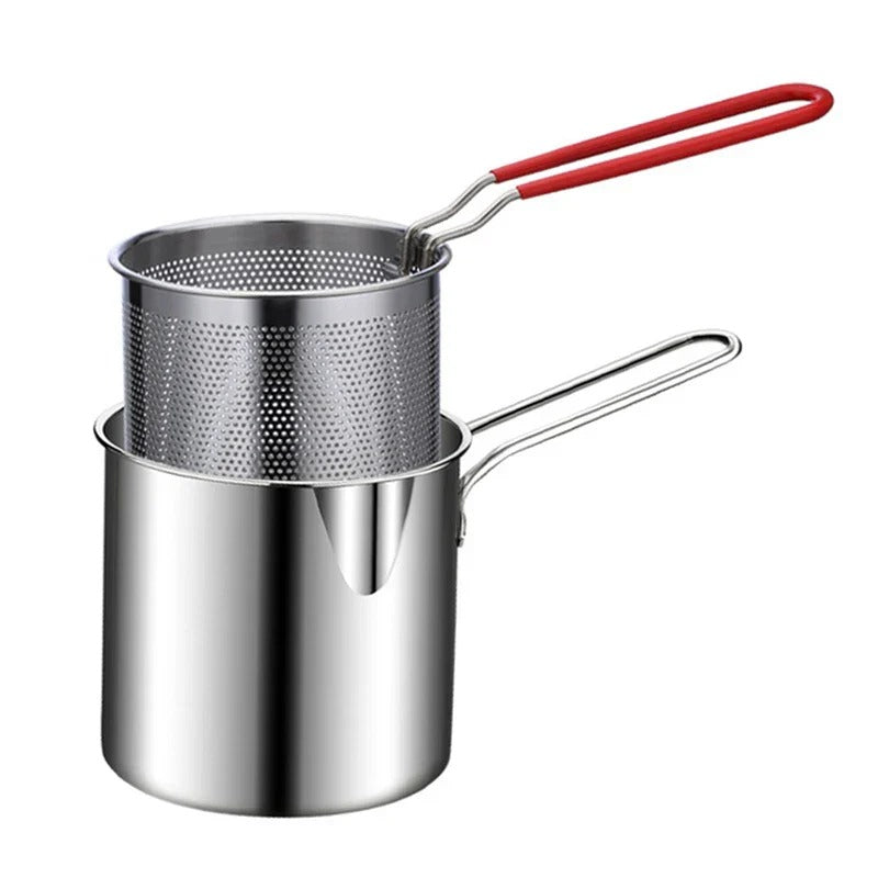Stainless Steel Deep Fryer Frying Pot With Strainer 12ML Capacity | Basket