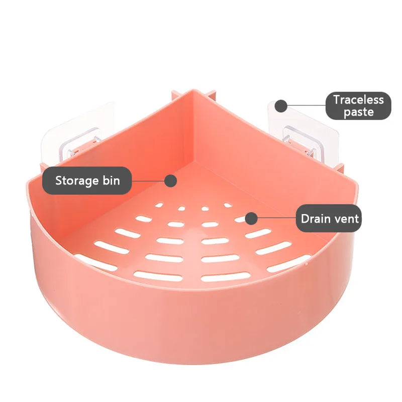 Stick On Corner Triangle Rack Bathroom Shelf (random color )