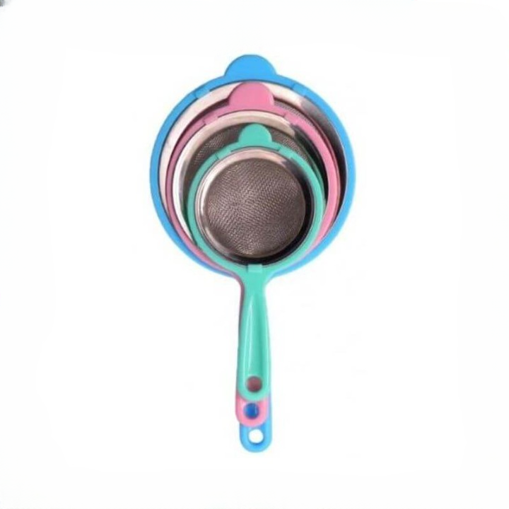 Colorful Stainless Steel Mesh Tea Strainer with Plastic Handle Fine Sieve