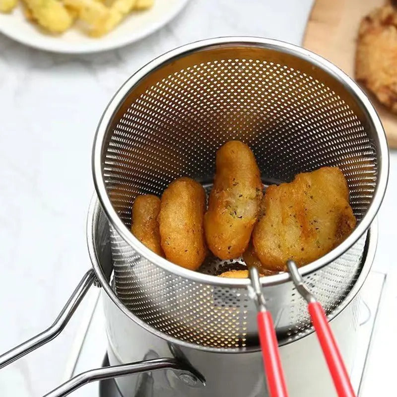 Stainless Steel Deep Fryer Frying Pot With Strainer 12ML Capacity | Basket