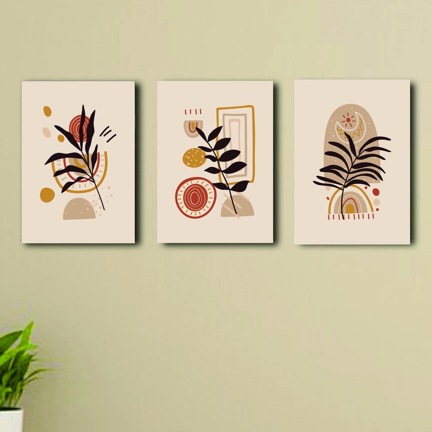 Set of 3 wooden canvas sticky frames , Sticky phototiles, boho art,