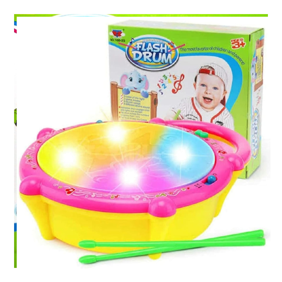 3D Flash Drum for Kids Musical Toy with Lights, Sounds &