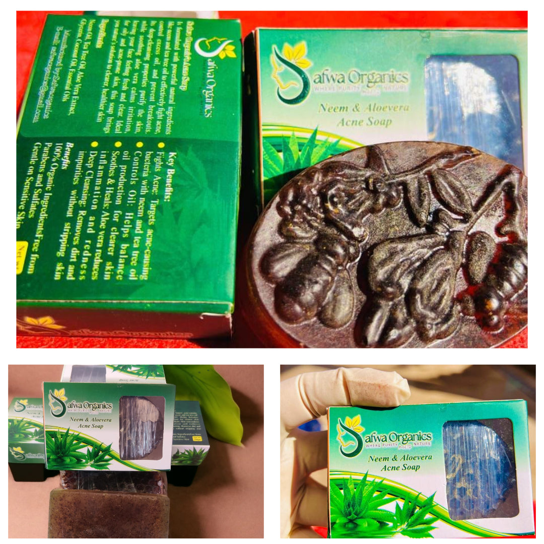 Safwa Organics Neem & Aloe Vera Handmade Soap Acne-Fighting Natural Cleanser