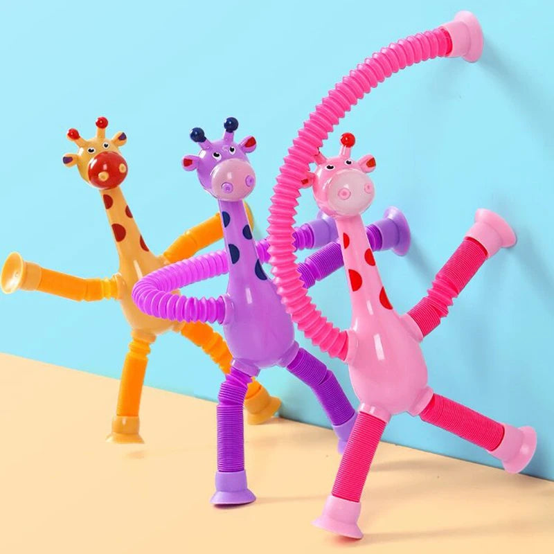 1 Pcs of Animal Pop Tubes Cartoon Giraffe Suction Cup Toys Kids