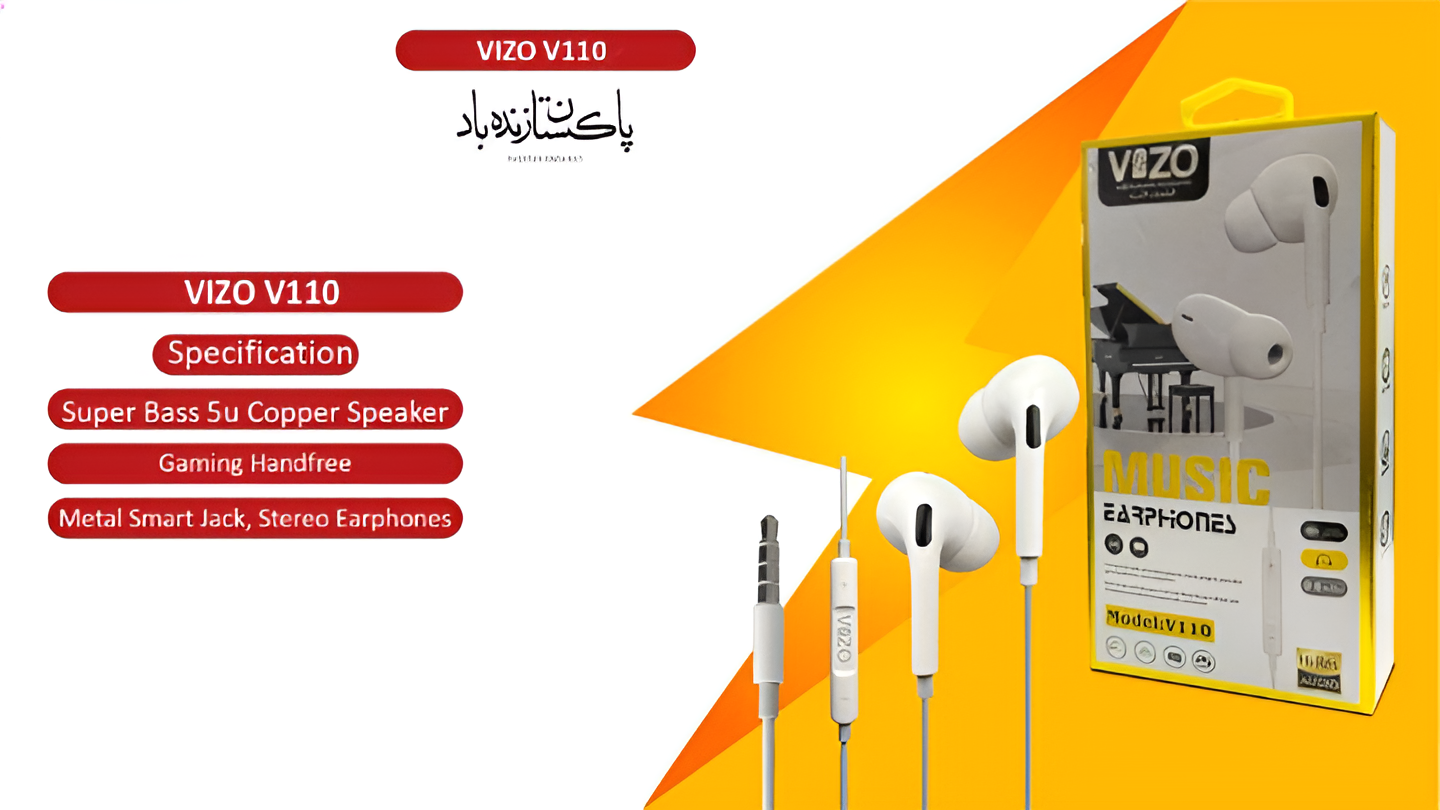 VIZO V110 Super Bass Hand free | Wired In Ear Phones for