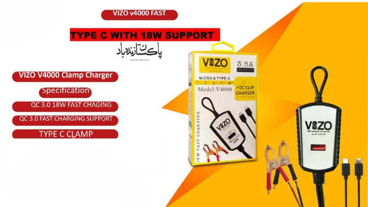 V4000 Dual Cable Clip Charger | Best Quality Type C Charger -