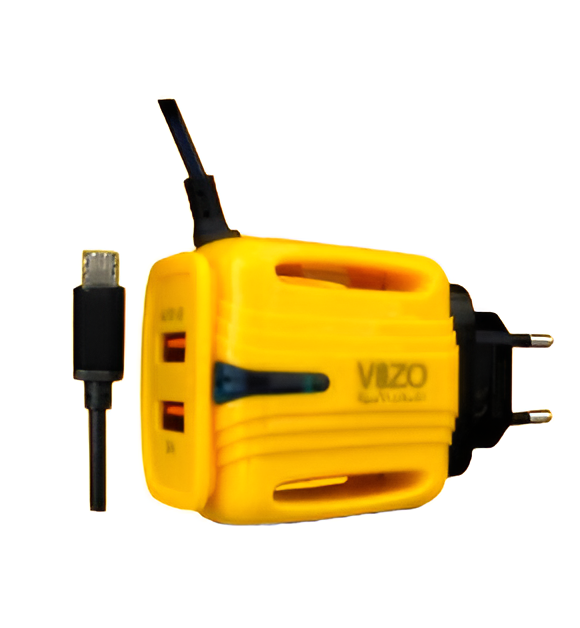 3A Light Change Charger with 2 USB Ports & Built-in Micro USB