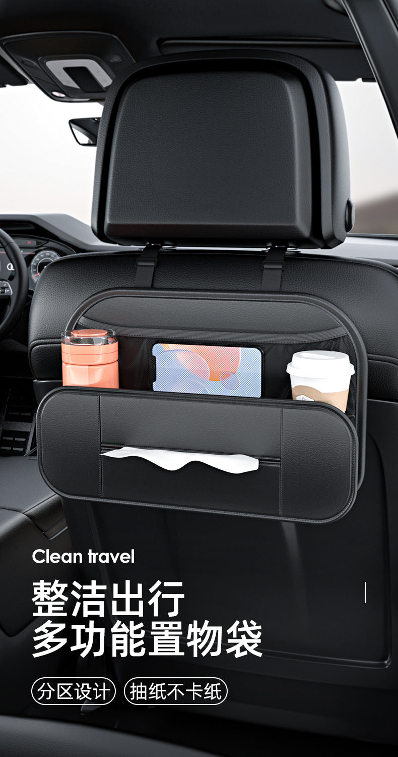 1pcs Leather Car Backseat Organizer With Tissue Bag Holder Car Back Seat