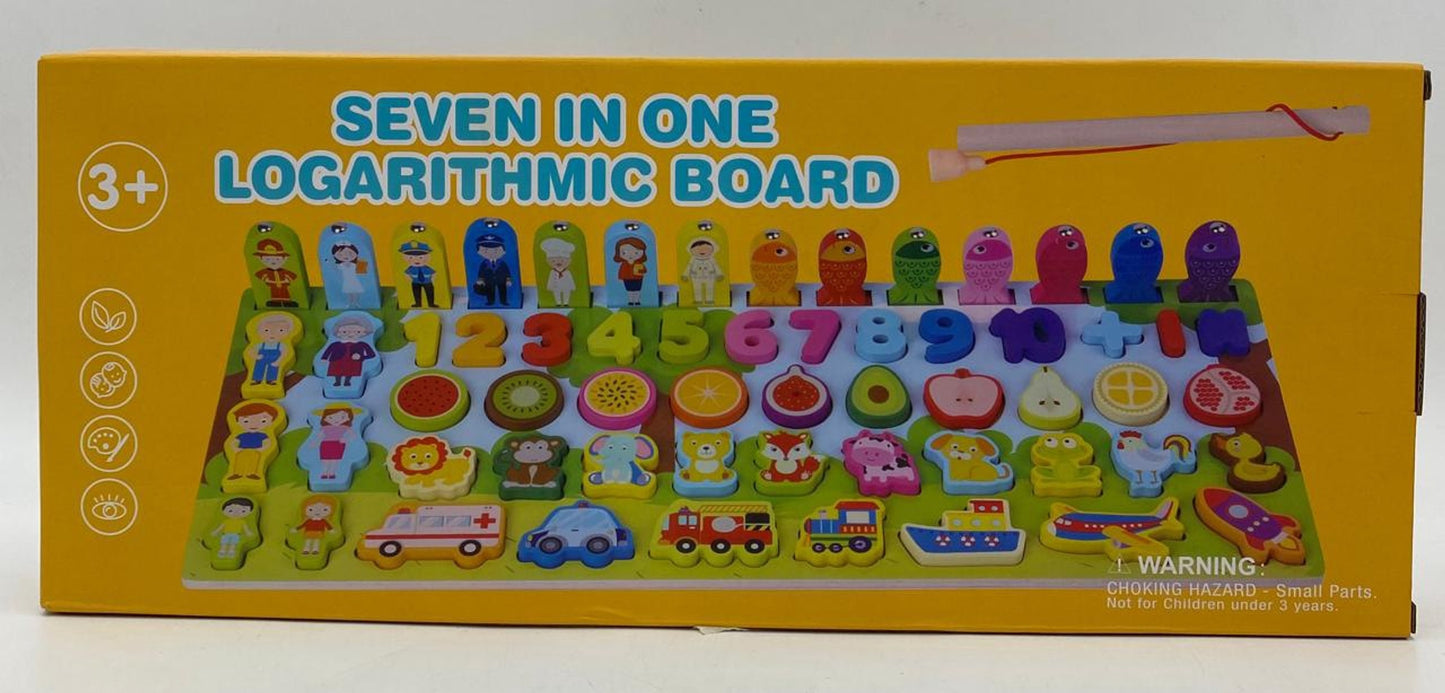 7-in-1 Logarithmic Board Educational Toy for Kids Montessori Wooden Learning Puzzle