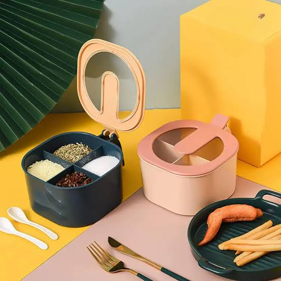 Combo Deal - 4 Section Spice Container Box & Multi-function Spit Bone