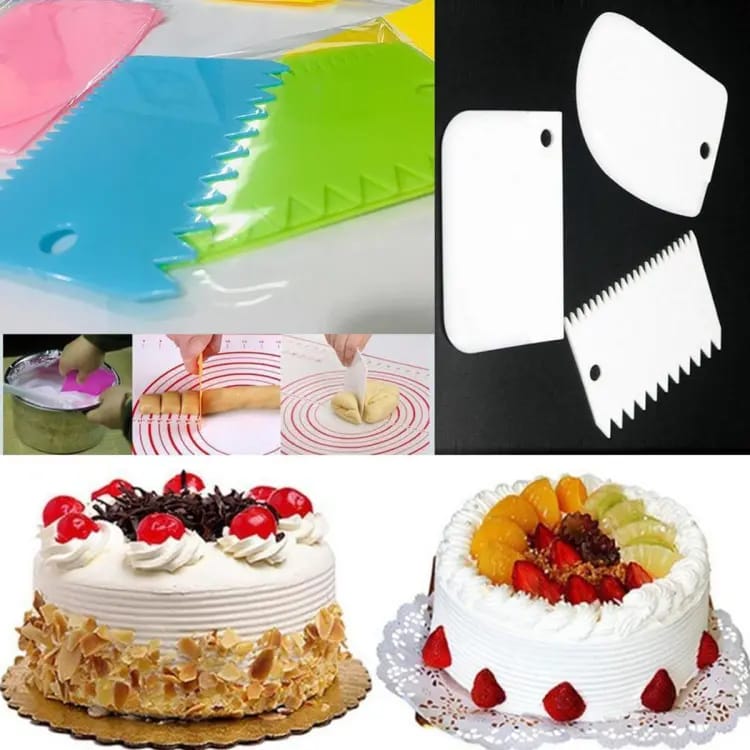 New Amazing 3Pcs/Set Plastic Cake Cream Spatula Dough Knife Cutter Heal Plastic
