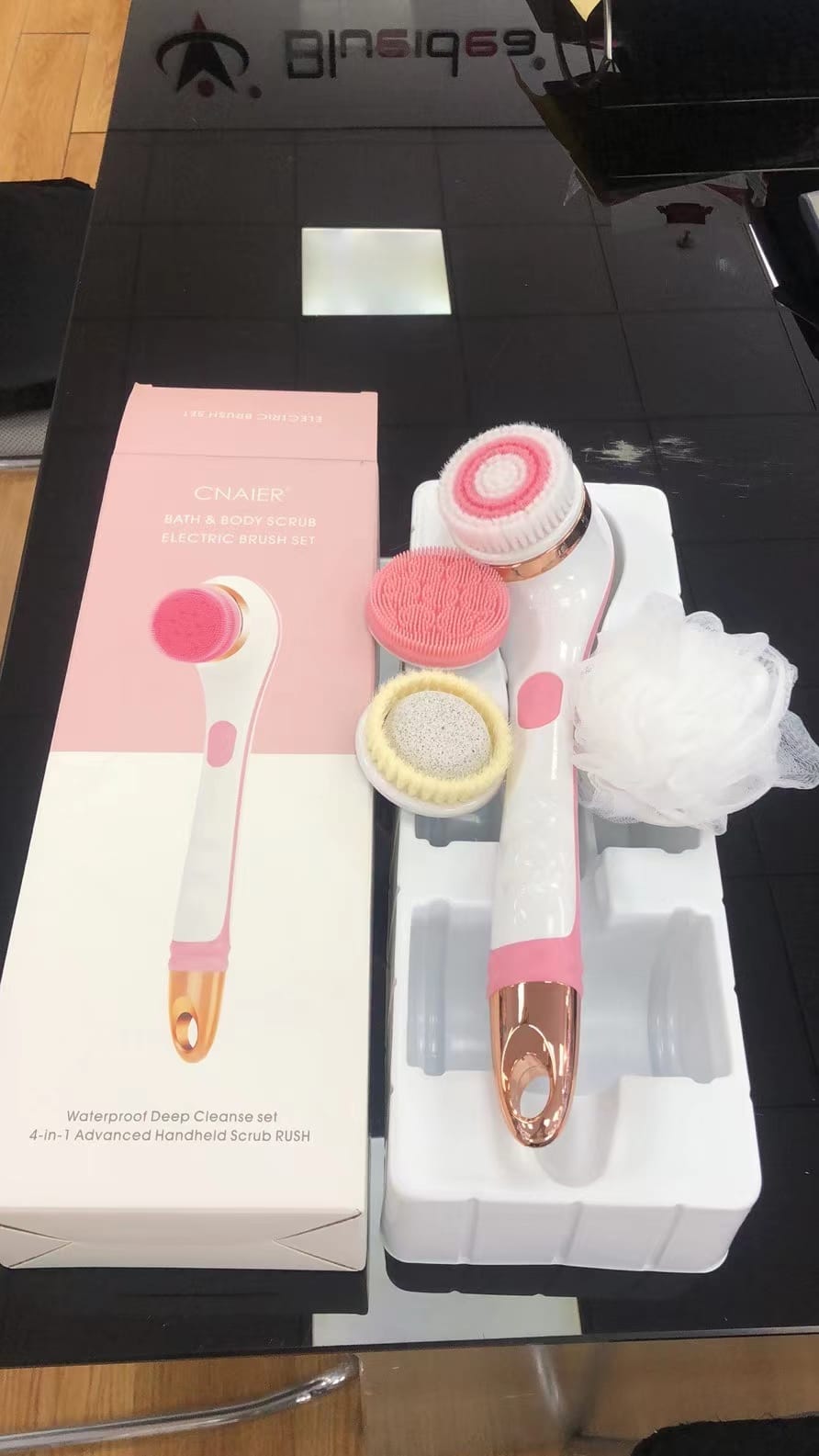 CNAIER Bath and Body Scrub Electric Brush Set - Rechargeable 4 in