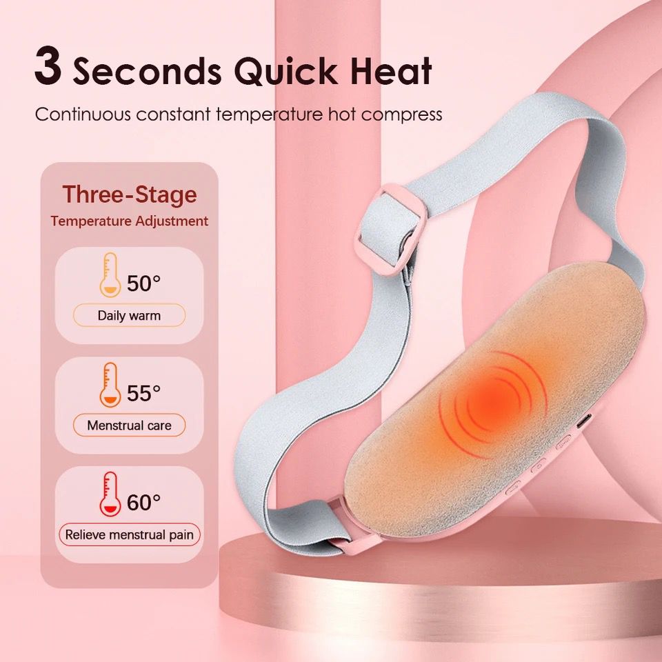 Electric Period Cramp Massager Vibrator Heating Belt for Menstrual Relief Pain Waist