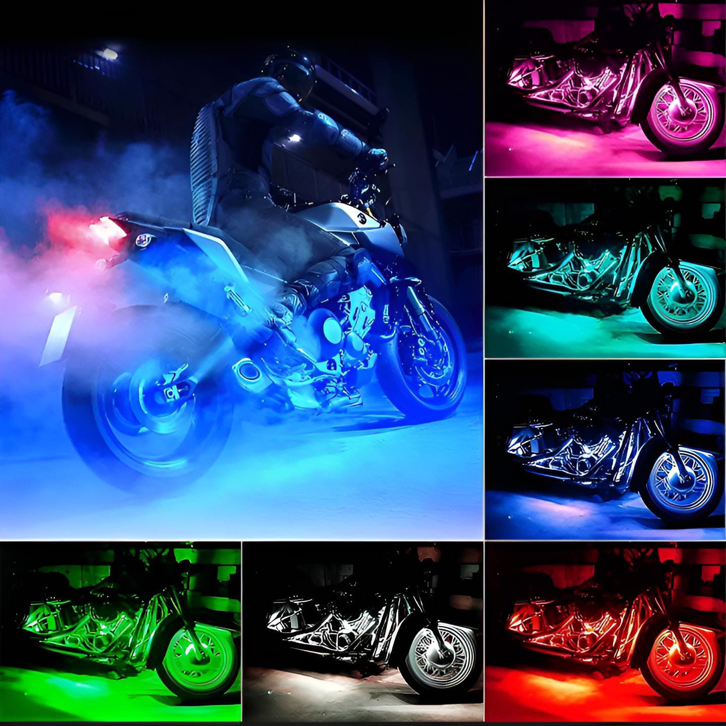 2Pcs RGB 17cm Silicon Flexible 9-LED Strip DRL Daytime Multicolor Light |