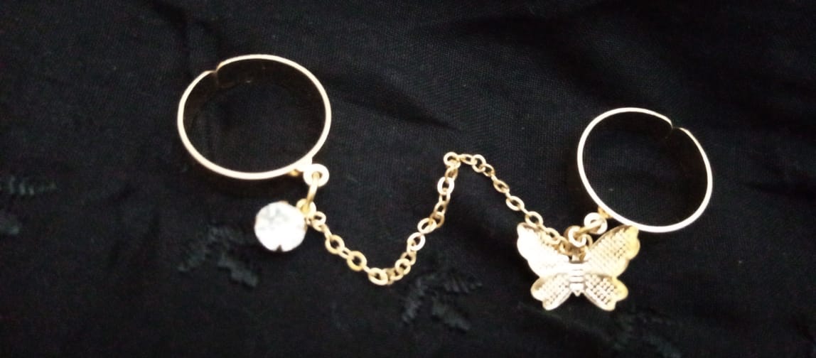 2 Finger Gold Butterfly rings | Trendy Butterfly pair rings set |