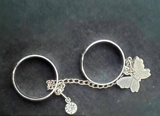 2 Finger Silver Butterfly rings | Trendy Butterfly pair rings set |