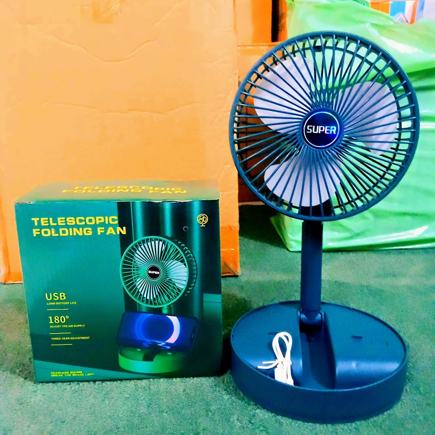 Portable Rechargeable Telescopic Folding Fan | USB Foldable | Table Desk Fan